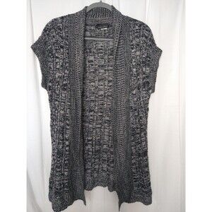 Vintage Brittany Black Size Large Knit Cardigan short sleeve open front made USA